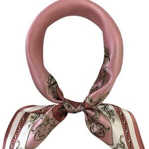 Women's Pink 100% Mulberry Silk Lightweight Square Unique 21" x 21" Scarf